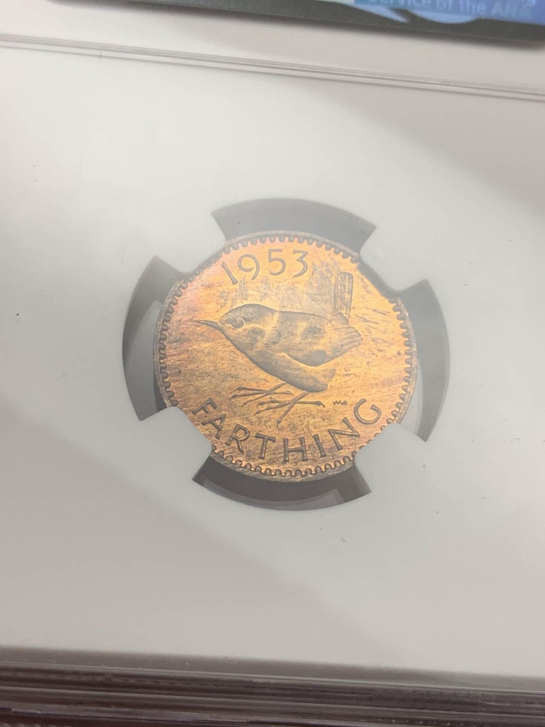 《竞宝斋》第113场-周日，周一 ，2场连拍（全场包邮） NGC-PF63RB 英国1953年伊丽莎白二世1/4便士精制铜币