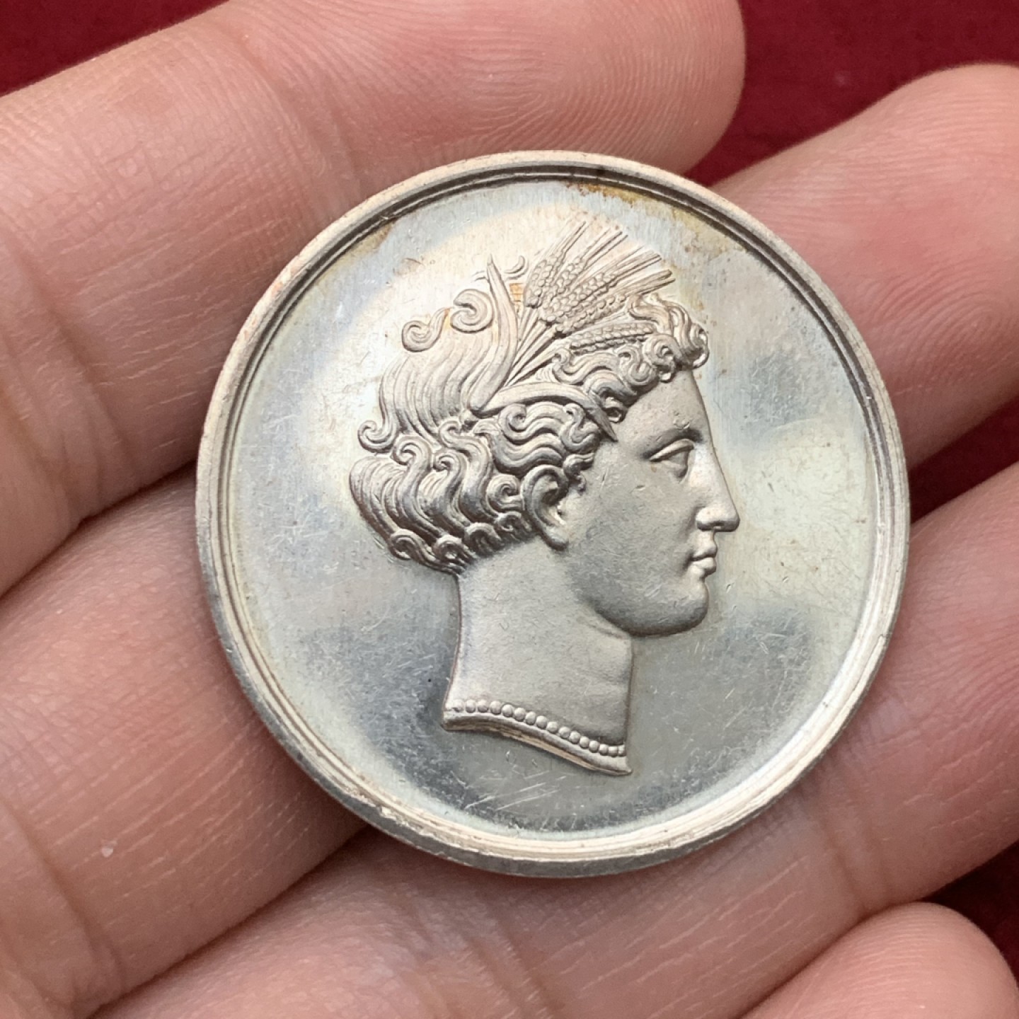 《竞宝斋》第113场-周日，周一 ，2场连拍（全场包邮） 法国女神头像农业协会银章，边铭丰饶角AR，重量13.6g，直径33mm，BU原光镜面感