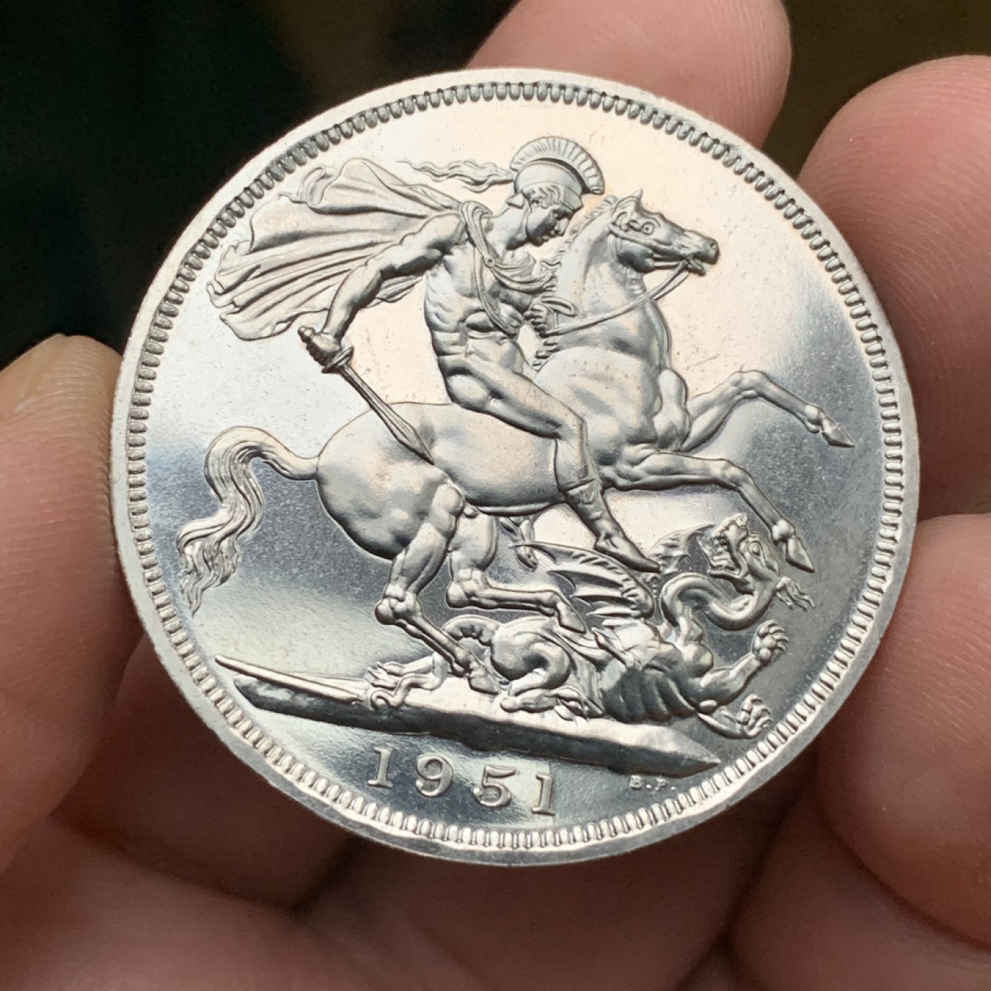 《竞宝斋》第113场-周日，周一 ，2场连拍（全场包邮） 英国 1951年 乔治六世 最后的马剑 克朗镍马剑 红盒带证书