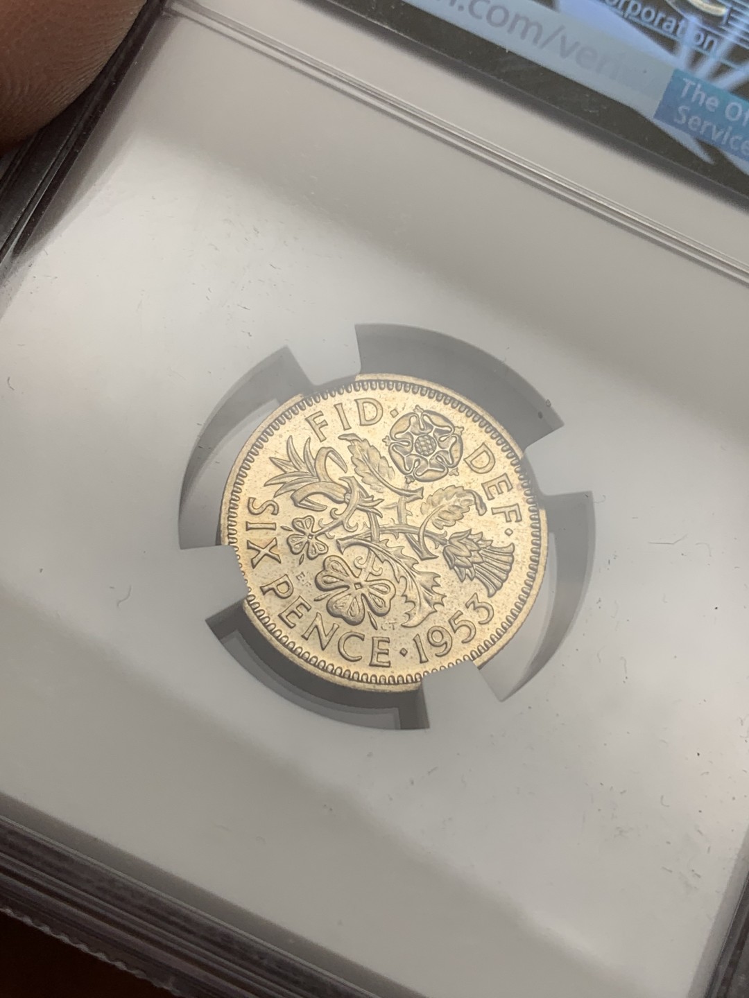 《竞宝斋》第113场-周日，周一 ，2场连拍（全场包邮） NGC PF63 1953英国伊丽莎白加冕首年精制6便士，PF63