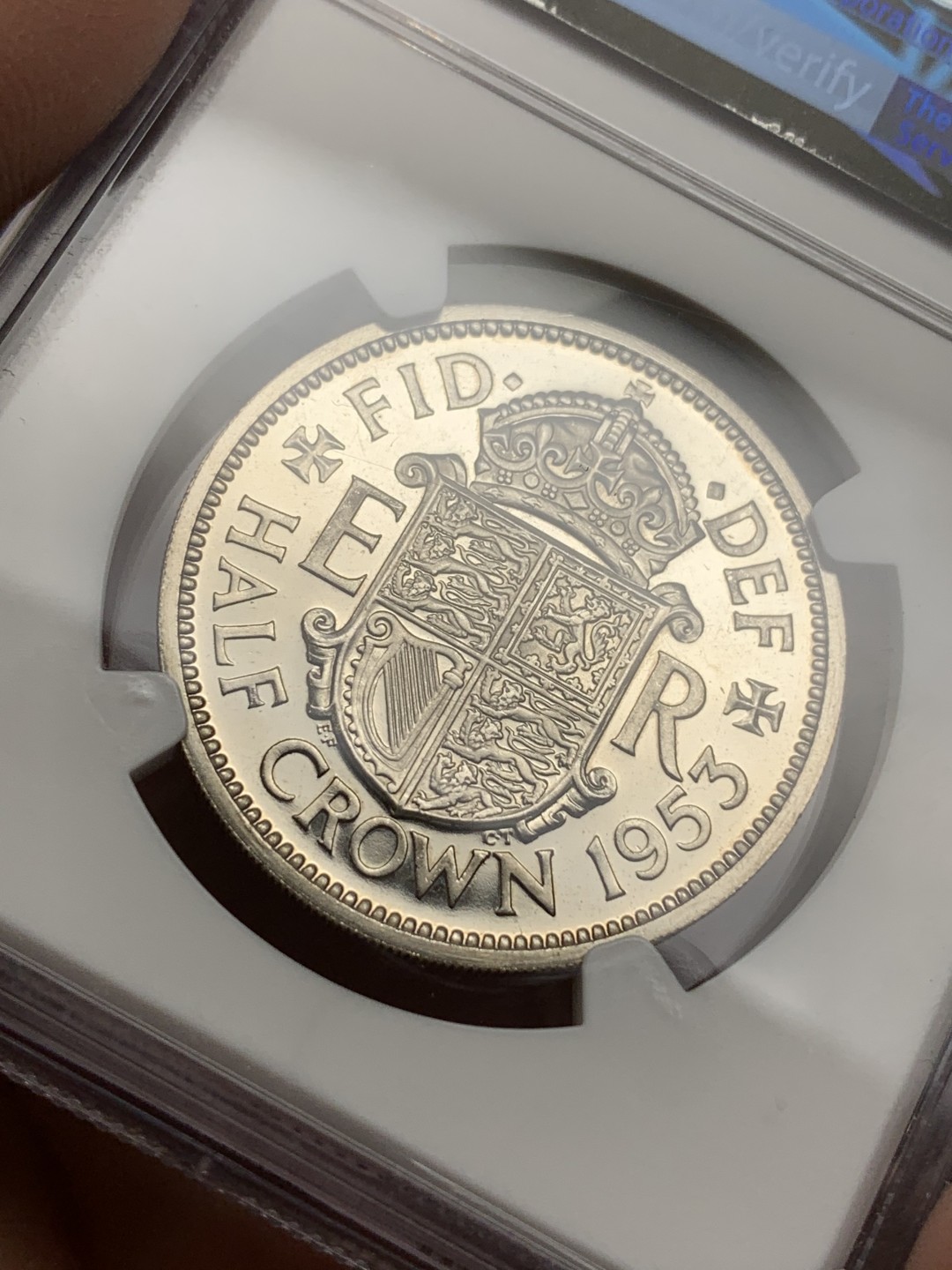 《竞宝斋》第113场-周日，周一 ，2场连拍（全场包邮） NGC PF64 1953英国伊丽莎白加冕 首年精制 半克朗