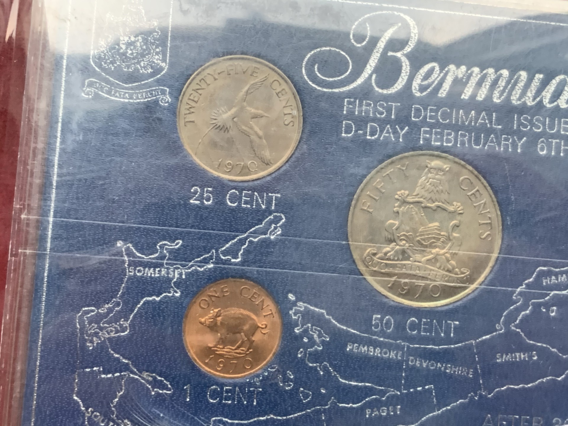 《竞宝斋》第113场-周日，周一 ，2场连拍（全场包邮） 英属百慕大 1970年 5枚装亚克力盒子封装币