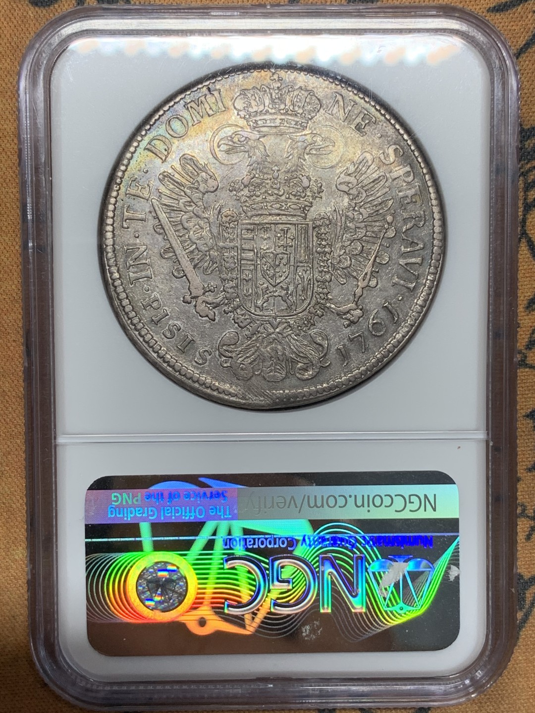 《竞宝斋》第113场-周日，周一 ，2场连拍（全场包邮） 唯一冠军分 NGC AU53意大利托斯卡纳1761年 神罗皇帝弗朗西斯一世 托斯卡纳公爵10PAO大银币