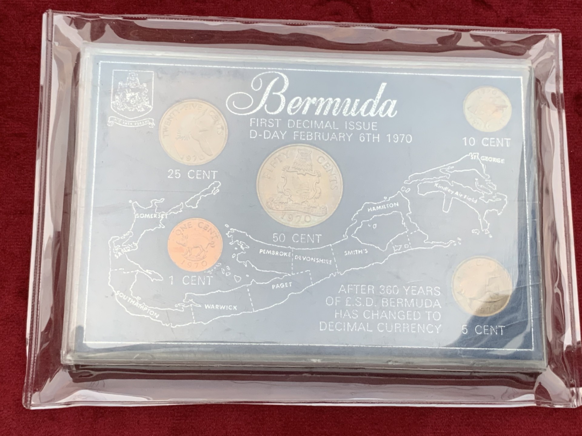 《竞宝斋》第113场-周日，周一 ，2场连拍（全场包邮） 英属百慕大 1970年 5枚装亚克力盒子封装币