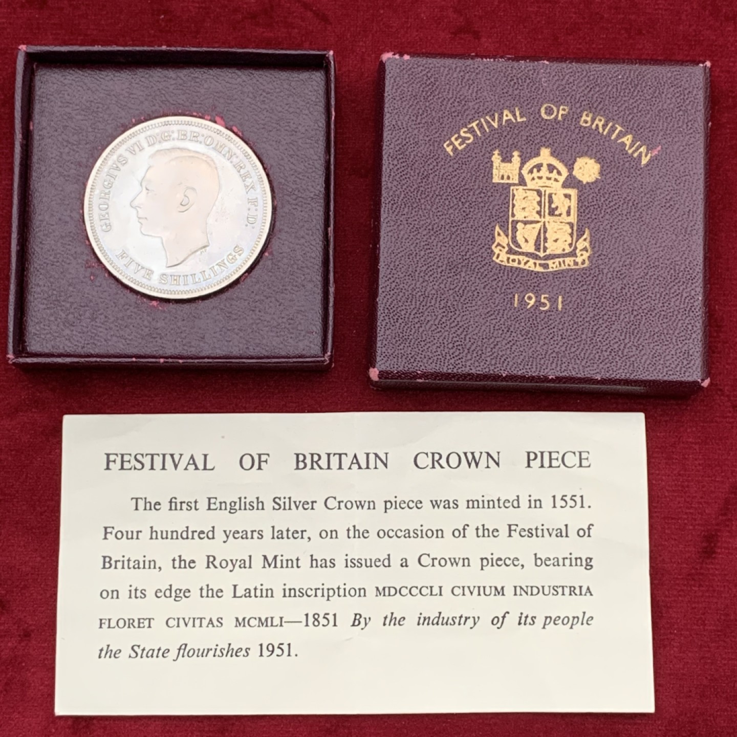 《竞宝斋》第113场-周日，周一 ，2场连拍（全场包邮） 英国 1951年 乔治六世 最后的马剑 克朗镍马剑 红盒带证书