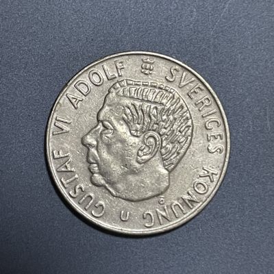 外国硬币0元起拍（24） - 瑞典1克朗硬币，古斯塔夫六世
