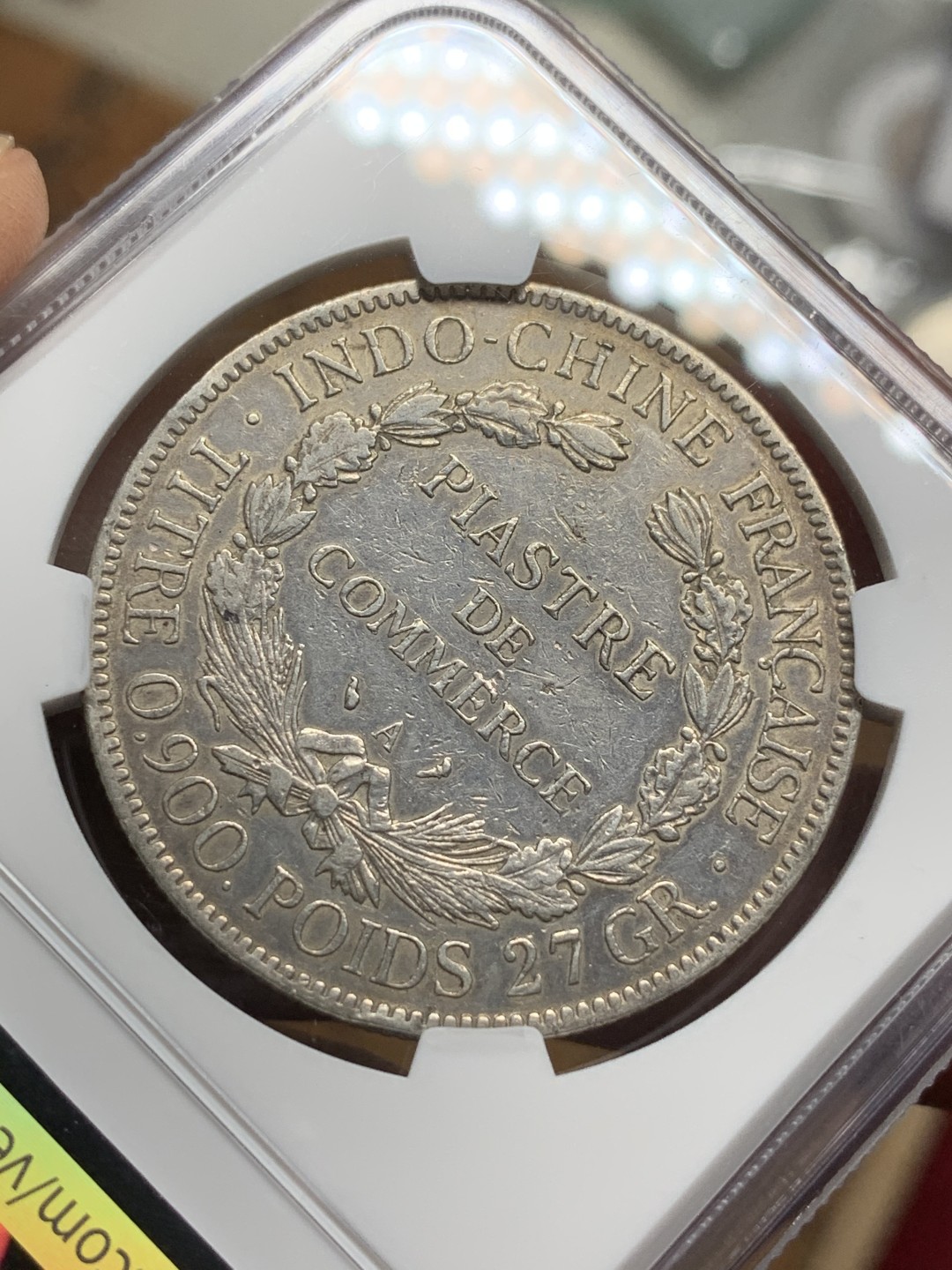 《竞宝斋》第113场-周日，周一 ，2场连拍（全场包邮） NGC XF 1909年 法属印支 坐人 皮亚斯特大银