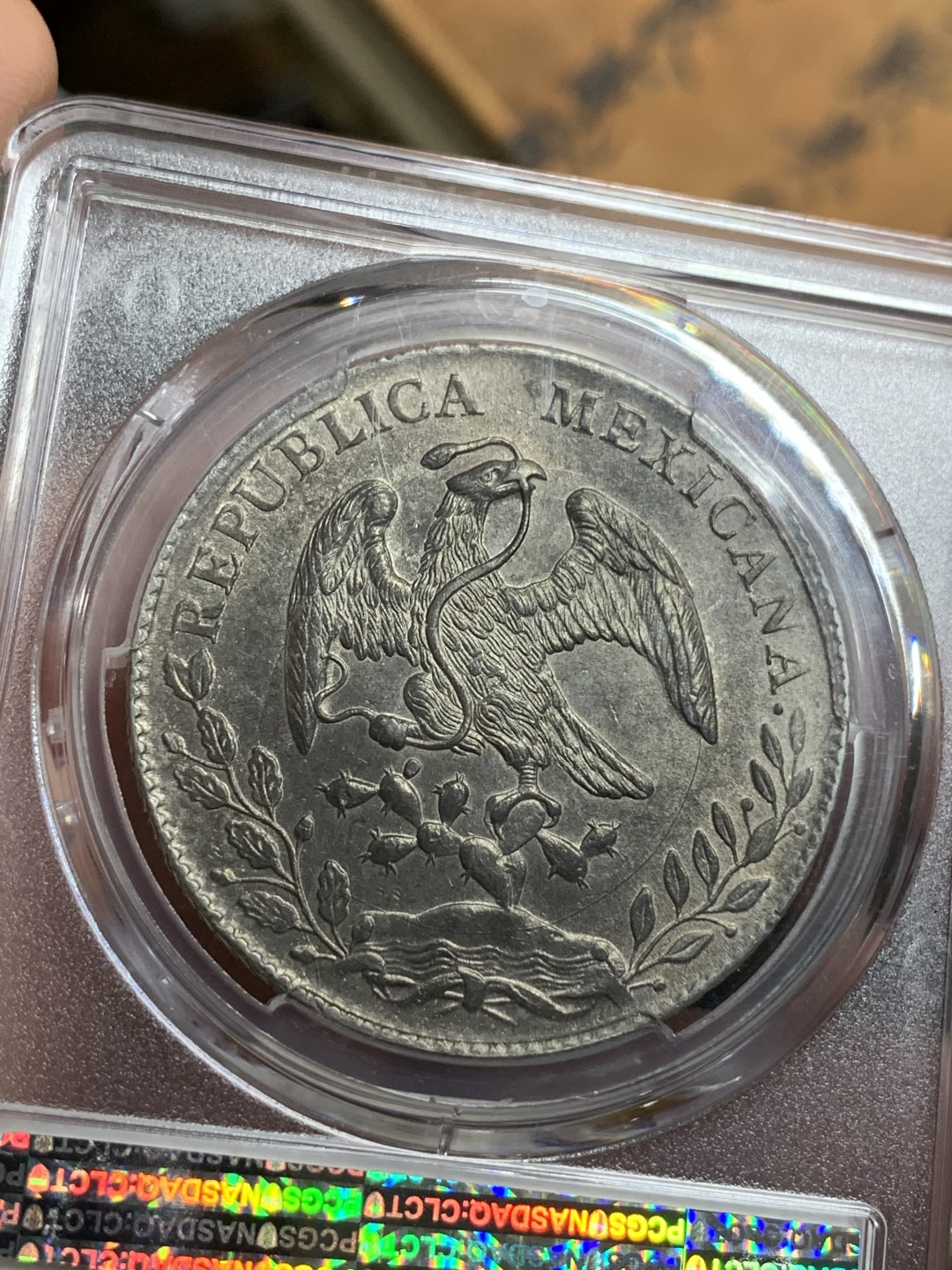 《竞宝斋》第113场-周日，周一 ，2场连拍（全场包邮） 墨西哥 1888年 PCGS AUD 圣路易斯波托西 PI MR版 发财年花边鹰洋