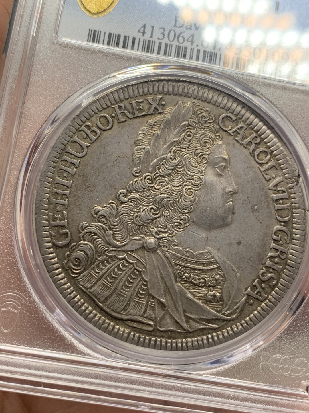 《竞宝斋》第113场-周日，周一 ，2场连拍（全场包邮） 难得亚军分 PCGS-MS61 神圣罗马帝国 1728年 大波浪 卡尔六世 1泰勒银币 一步到位收藏级品相