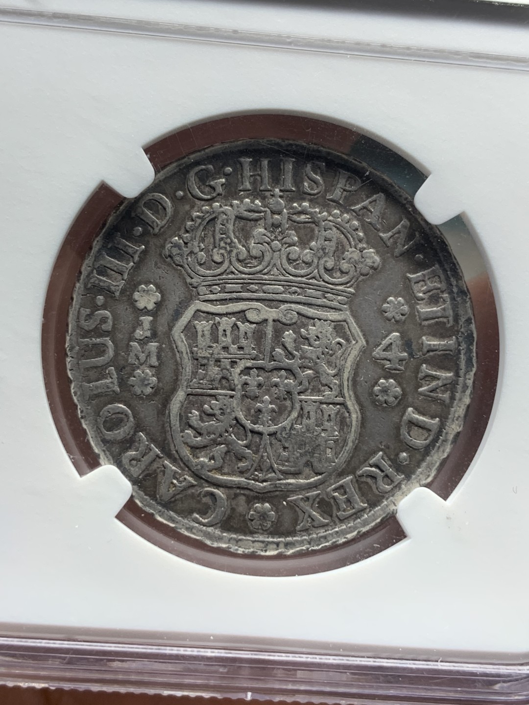 《竞宝斋》第113场-周日，周一 ，2场连拍（全场包邮） 季军分 NGC VF25 秘鲁 1772年 双柱 4R地球银币 真正的末年地球 原味包浆 正反打制的都不错 书价 上去只有1枚EF45，1枚AU50,这枚来自HA 费用总的1080美元到手，可与不可求的品种