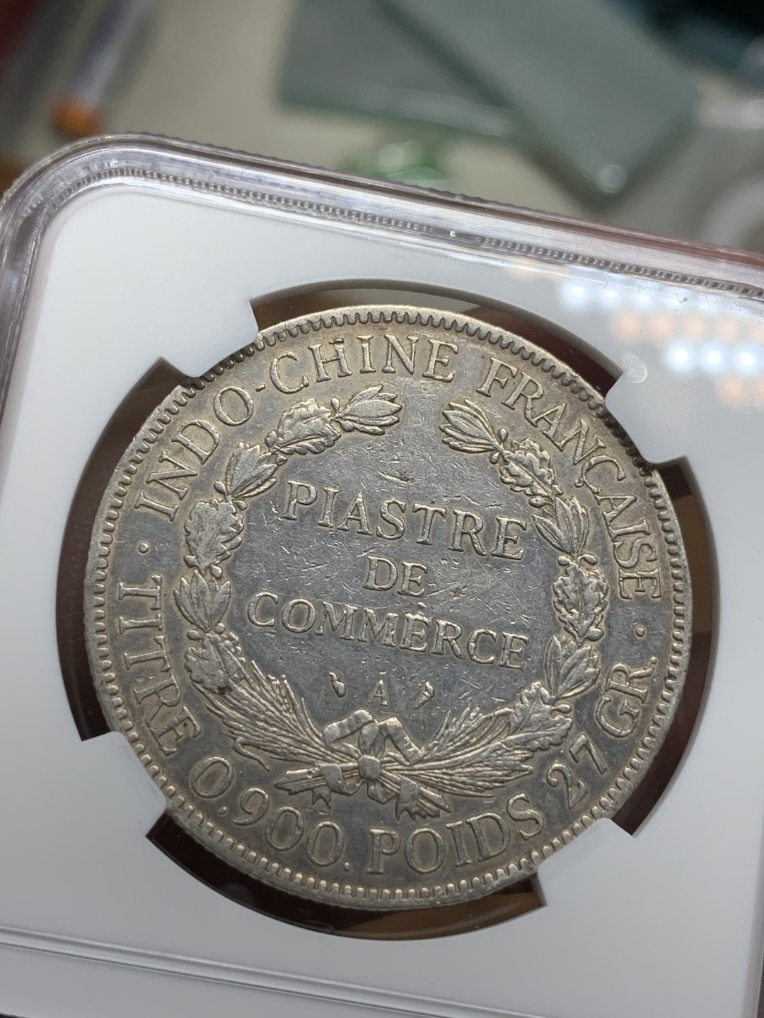 《竞宝斋》第113场-周日，周一 ，2场连拍（全场包邮） NGC XF 1909年 法属印支 坐人 皮亚斯特大银