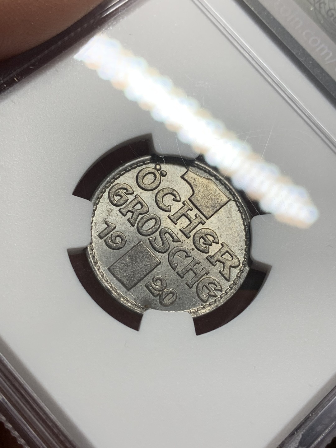 《竞宝斋》第113场-周日，周一 ，2场连拍（全场包邮） NGC-MS64 德紧 德国亚琛1920年老妇人1格罗申铁币