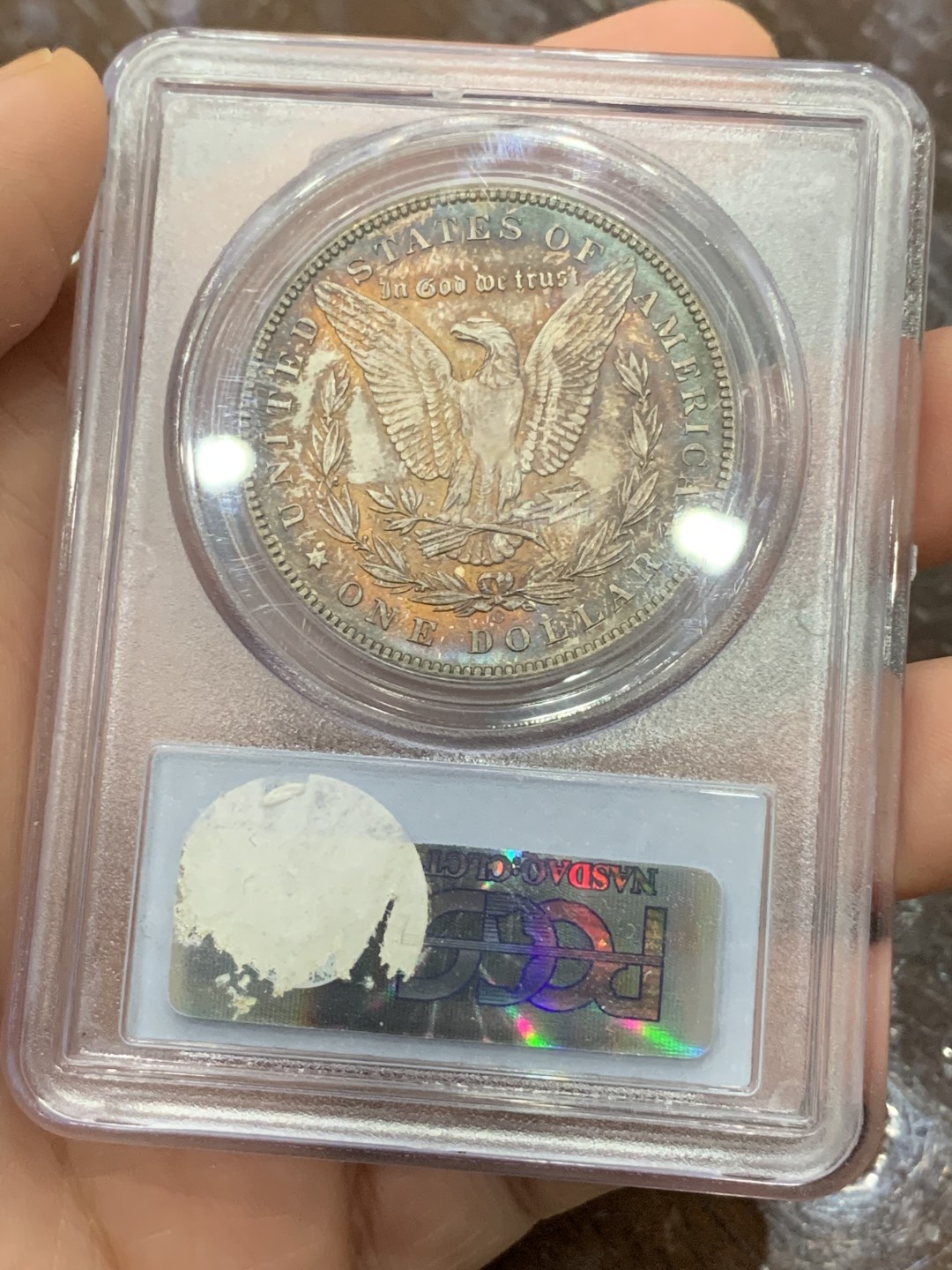 《竞宝斋》第113场-周日，周一 ，2场连拍（全场包邮） PCGS MS64 美国 1898年O版 摩根银元 深五彩包浆 很是漂亮