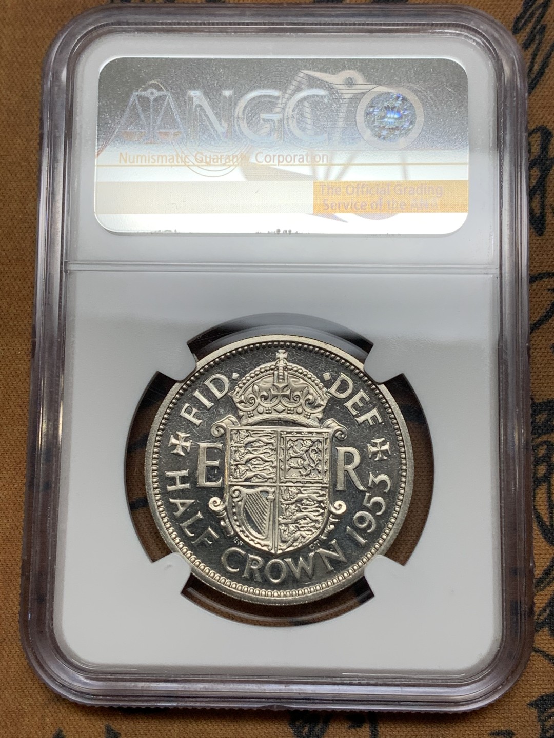 《竞宝斋》第113场-周日，周一 ，2场连拍（全场包邮） NGC PF64 1953英国伊丽莎白加冕 首年精制 半克朗