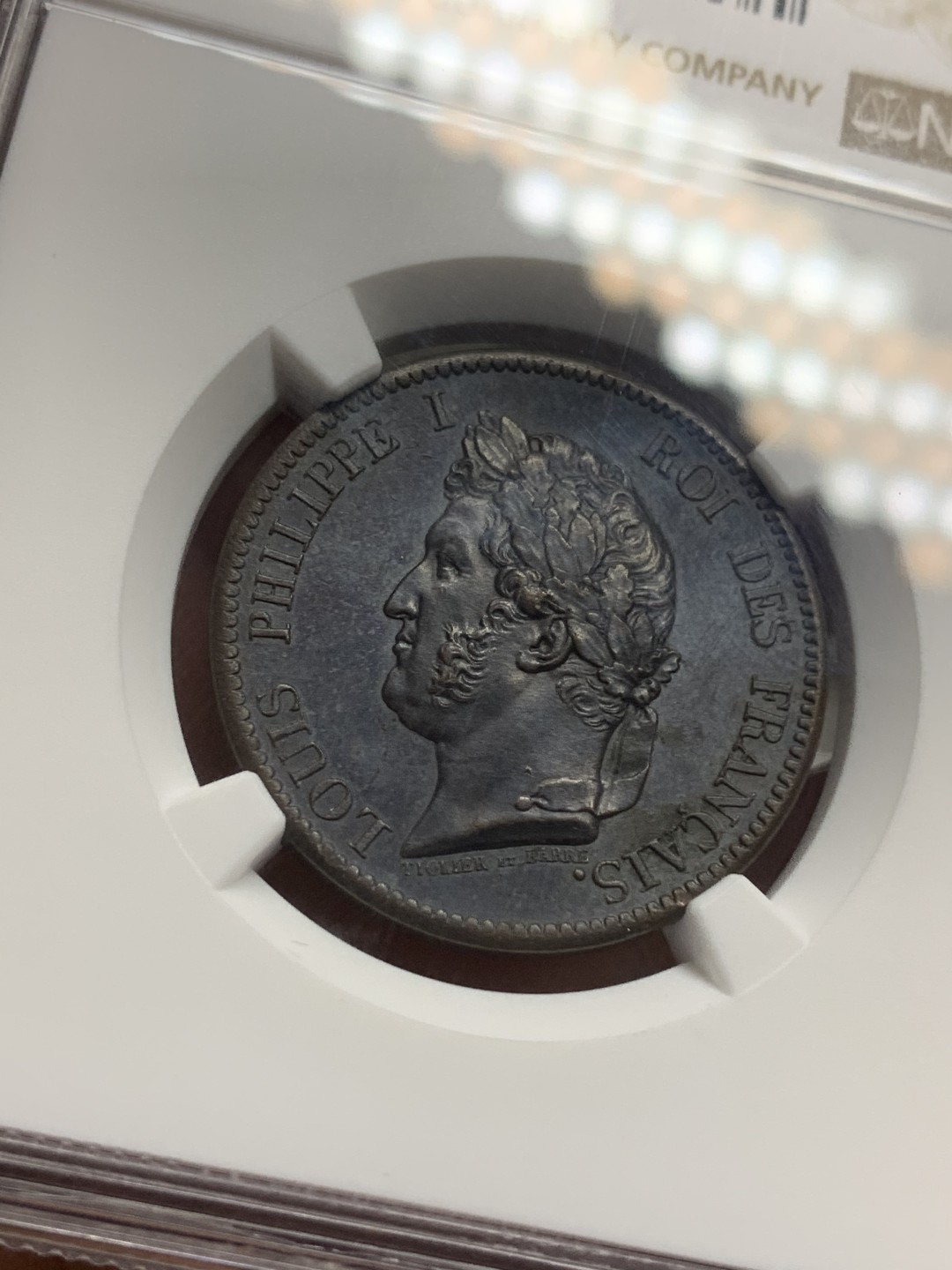 《竞宝斋》第113场-周日，周一 ，2场连拍（全场包邮） NGC MS61BN，法国1839年5生丁铜币，全品无磕碰黑包浆上MS不易