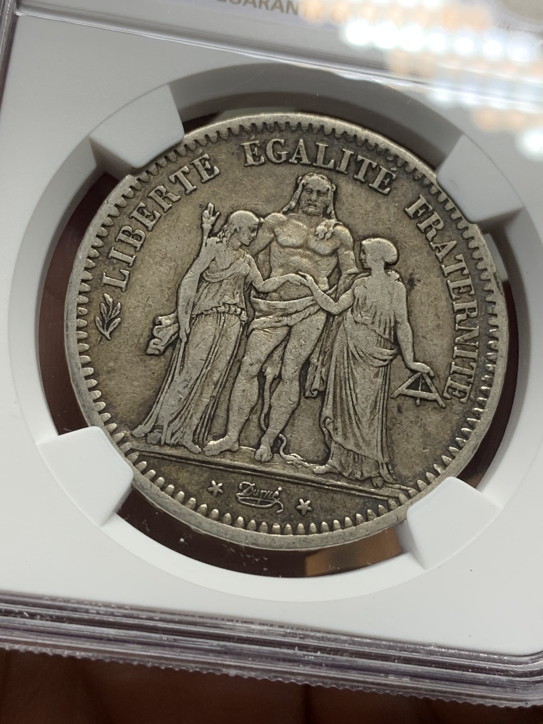 《竞宝斋》第113场-周日，周一 ，2场连拍（全场包邮） NGC-XF45 法国1849年 早期大力神 5法郎大银币 原味好品