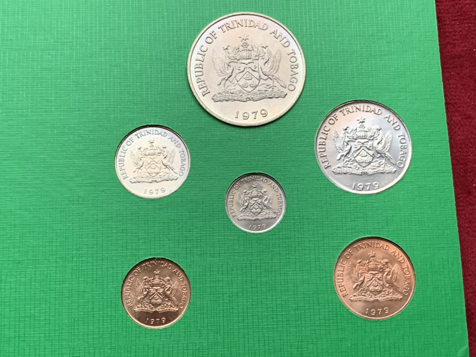 《竞宝斋》第113场-周日，周一 ，2场连拍（全场包邮） 特立尼达盒多巴哥 1979年6枚塑封套币 