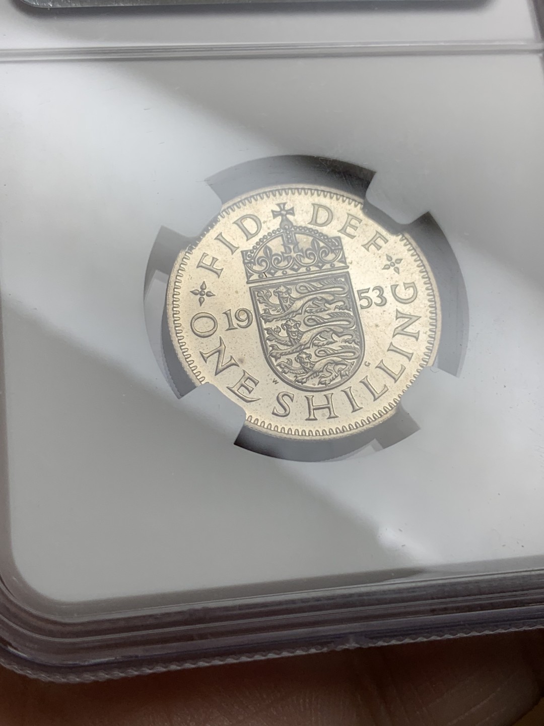 《竞宝斋》第113场-周日，周一 ，2场连拍（全场包邮） NGC PF66 1953英国伊丽莎白加冕首年精制1先令（english），PF66顶级品相