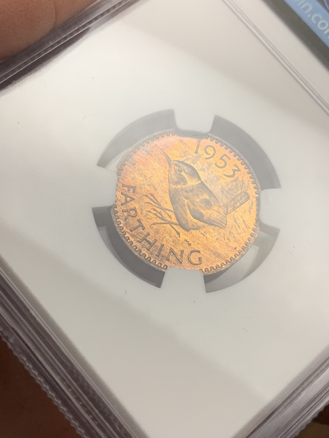 《竞宝斋》第113场-周日，周一 ，2场连拍（全场包邮） NGC-PF63RB 英国1953年伊丽莎白二世1/4便士精制铜币