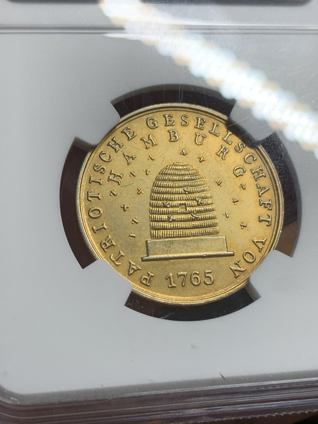 《竞宝斋》第113场-周日，周一 ，2场连拍（全场包邮） NGC MS63 德国 19世纪汉堡爱国者协会镀金 银章