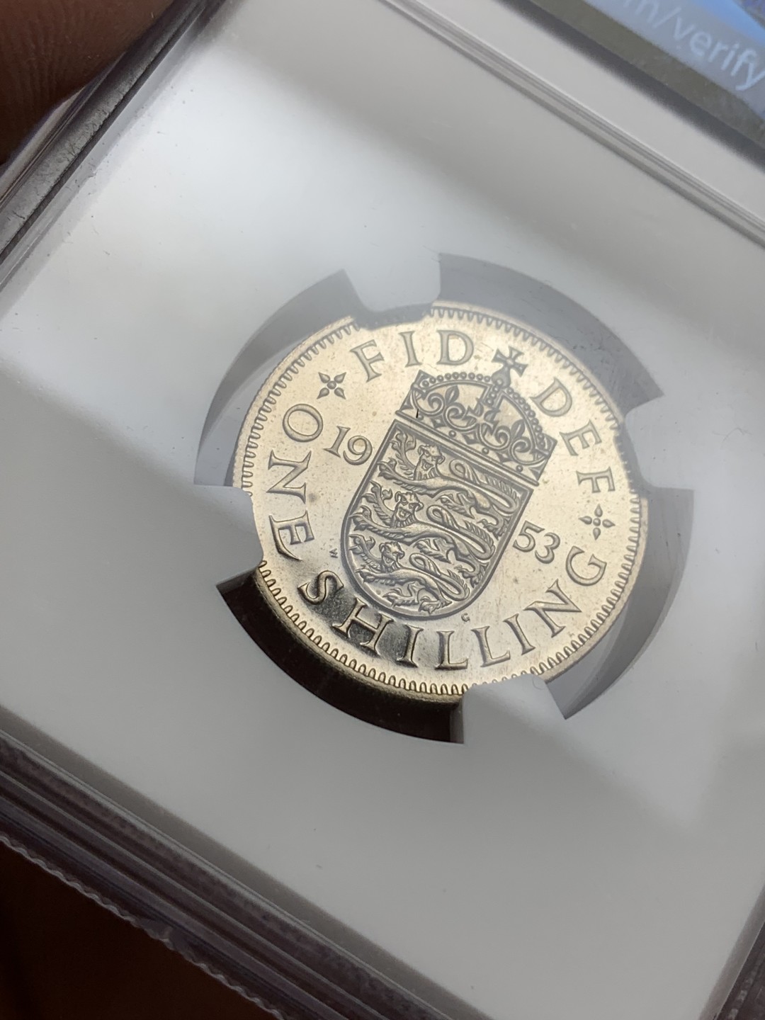 《竞宝斋》第113场-周日，周一 ，2场连拍（全场包邮） NGC PF66 1953英国伊丽莎白加冕首年精制1先令（english），PF66顶级品相