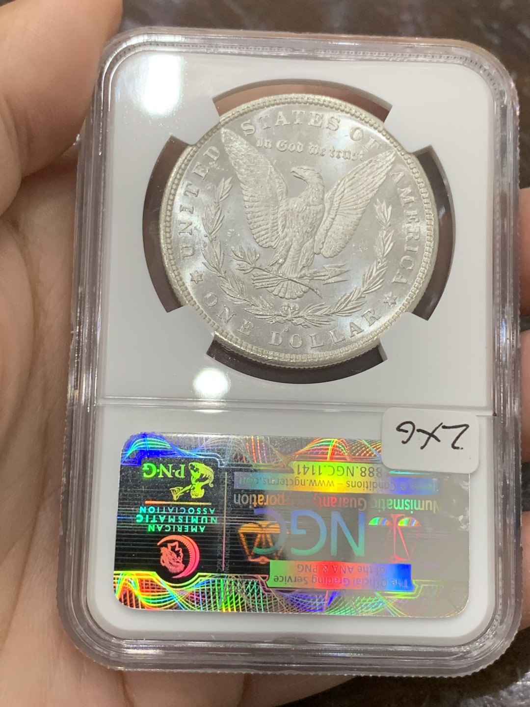 《竞宝斋》第113场-周日，周一 ，2场连拍（全场包邮） NGC MS64 美国 1880年 摩根壹元 大银币 整体白净 N老盒 可藏