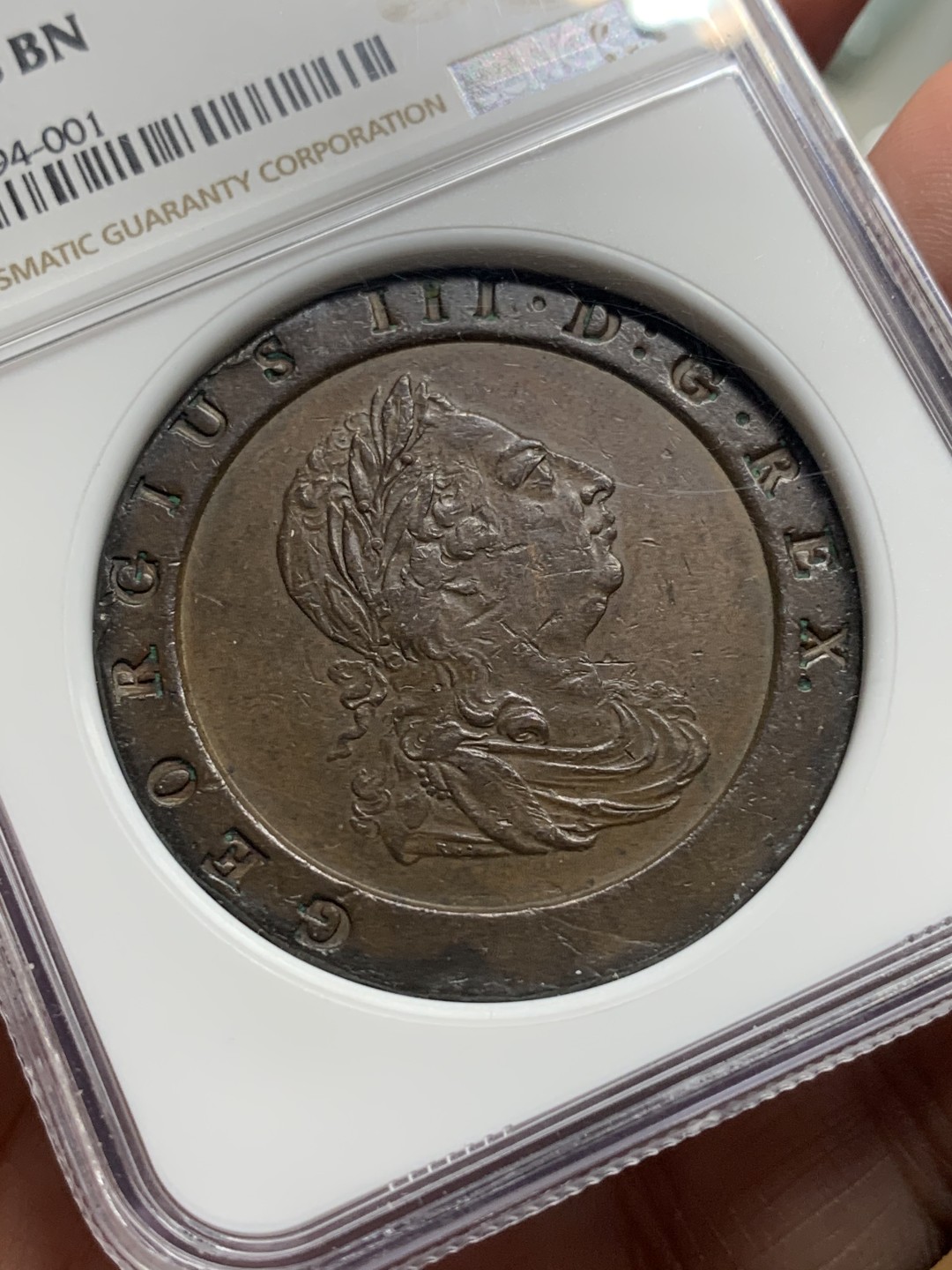 《竞宝斋》第113场-周日，周一 ，2场连拍（全场包邮） NGC-AU58 英国1797年车轮2便士Soho mint经典品种加厚盒子手感很好 盒子边有小磕