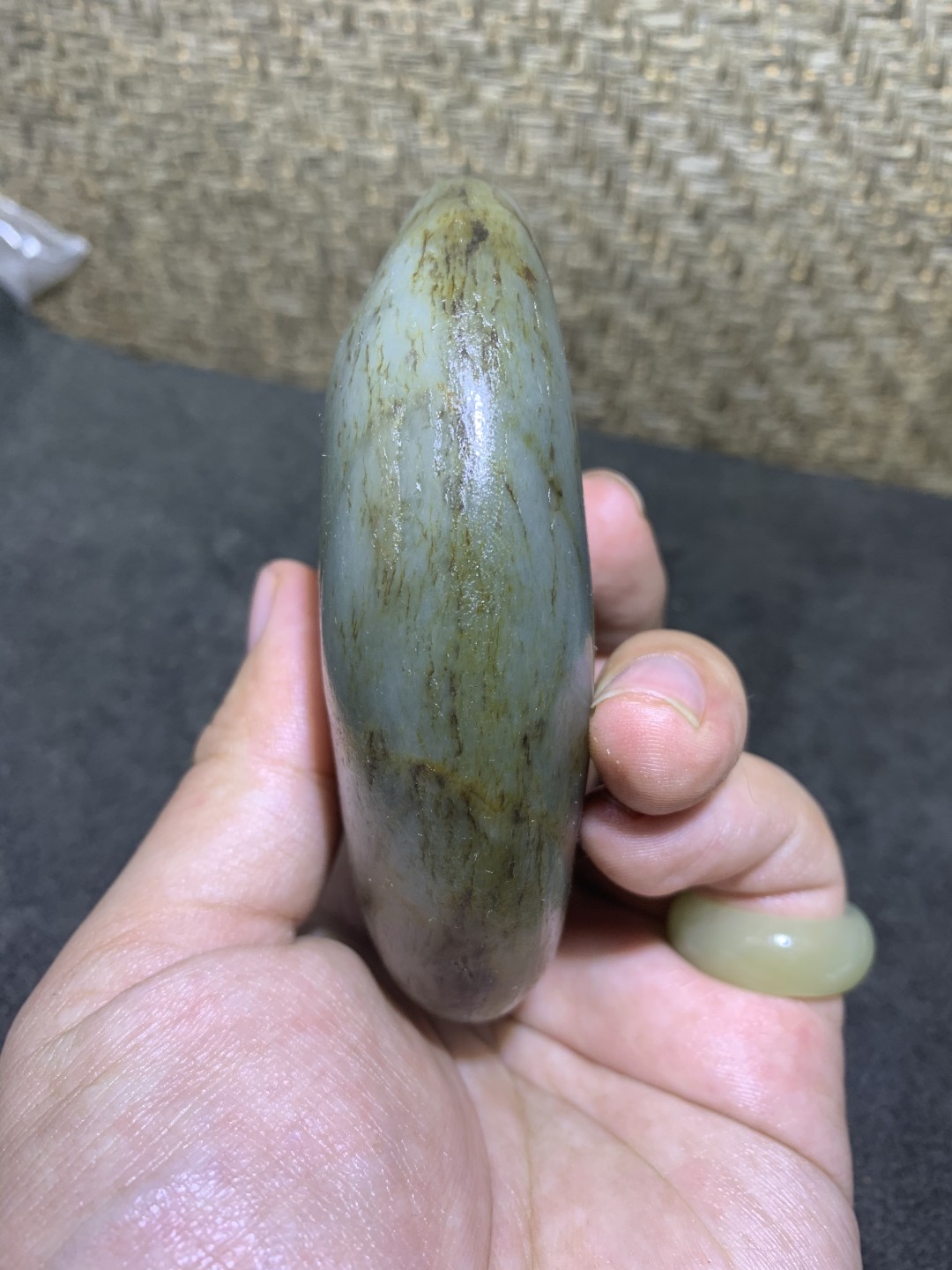 特色和田玉细肉青花独籽把件料独籽一颗