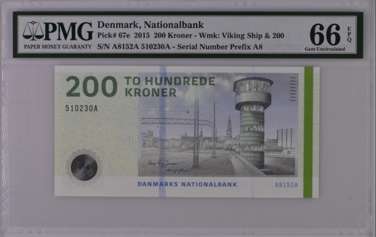 收藏联盟Quantum Auction 第205期拍卖 丹麦2015年200克朗 PMG66 3A冠