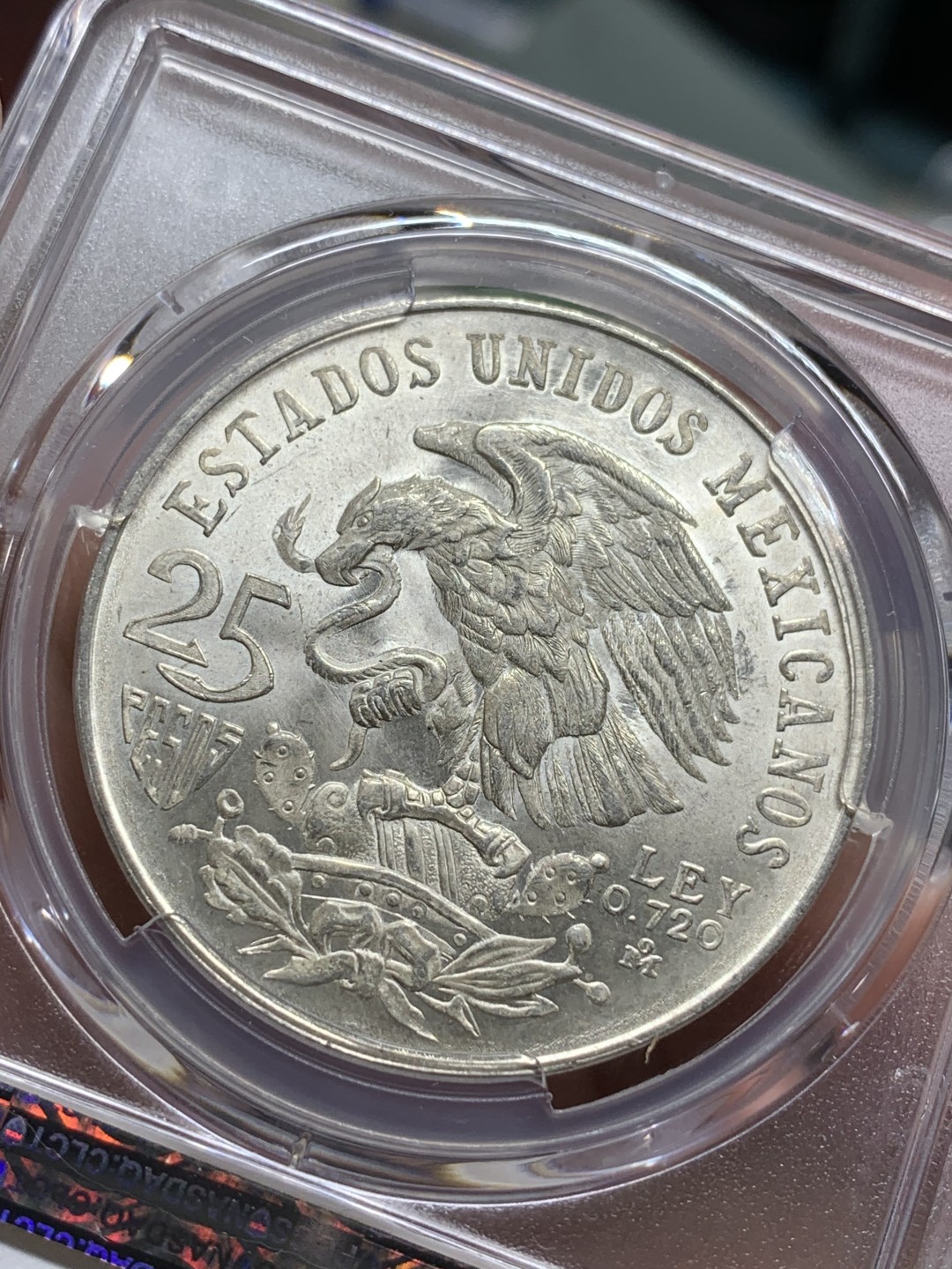 《竞宝斋》第113场-周日，周一 ，2场连拍（全场包邮） PCGS MS64 墨西哥1968年奥运会纪念25比索大银币