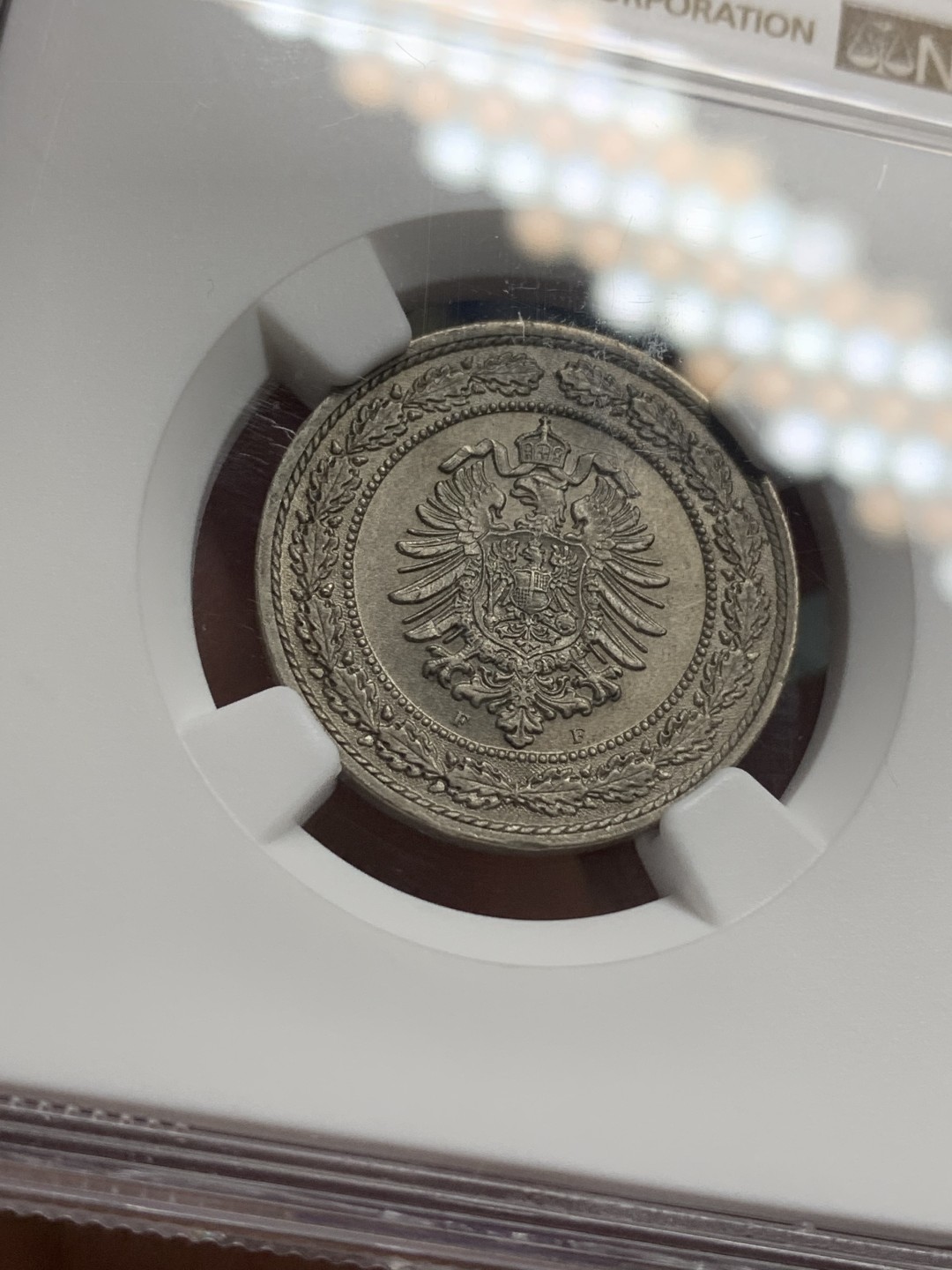 《竞宝斋》第113场-周日，周一 ，2场连拍（全场包邮） NGC MS64，德国1887年20芬尼，短翅花边，最漂亮的小辅币之一