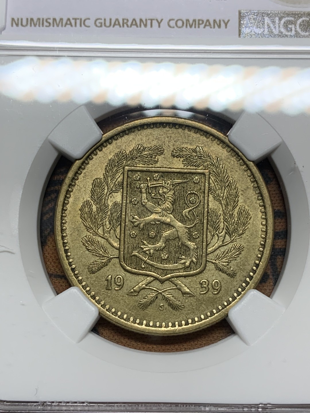 《竞宝斋》第113场-周日，周一 ，2场连拍（全场包邮） NGC-MS62 芬兰1939年 20马克铜币 稀少品种 早期的难得上MS