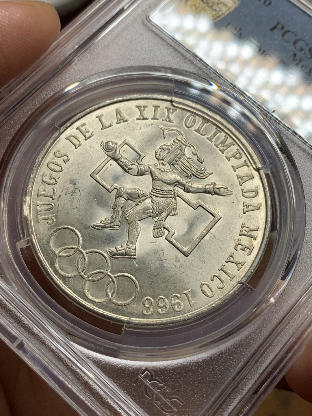 《竞宝斋》第113场-周日，周一 ，2场连拍（全场包邮） PCGS MS64 墨西哥1968年奥运会纪念25比索大银币