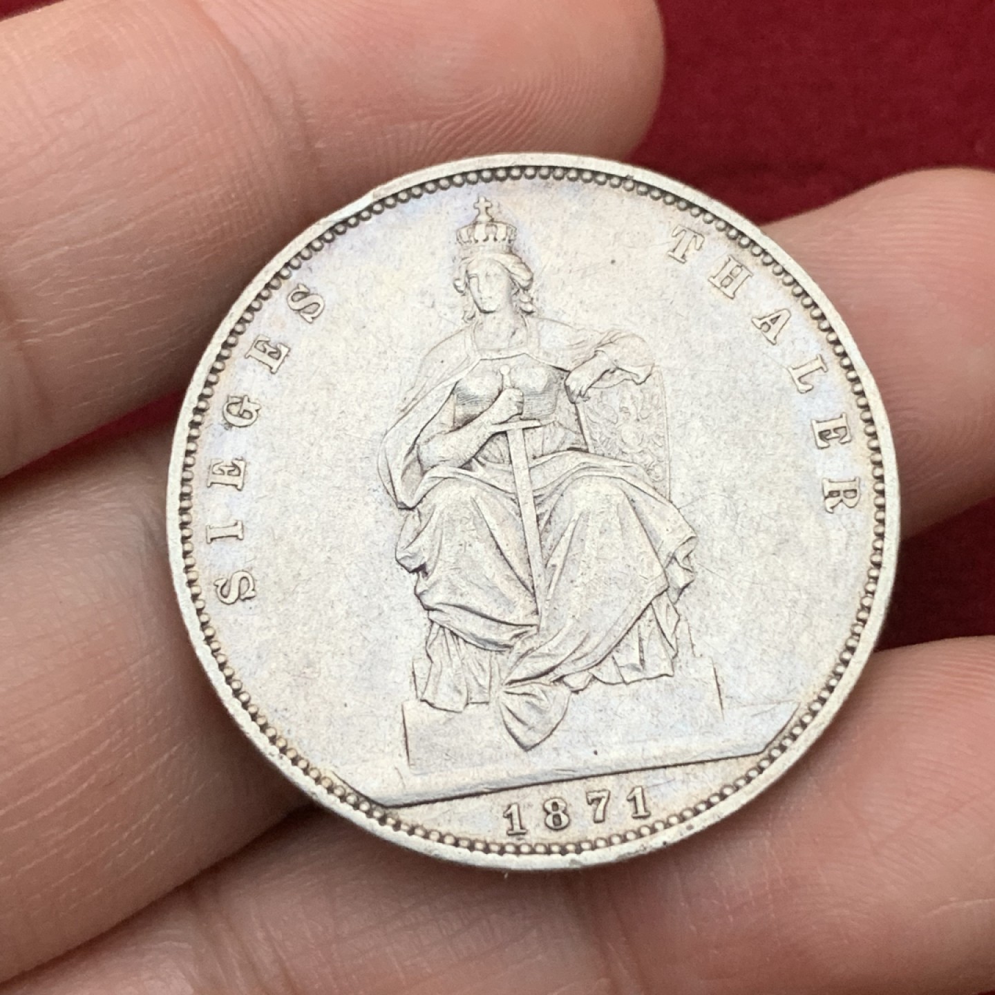 《竞宝斋》第113场-周日，周一 ，2场连拍（全场包邮） 1871年 德国 普鲁士胜利泰勒，银币