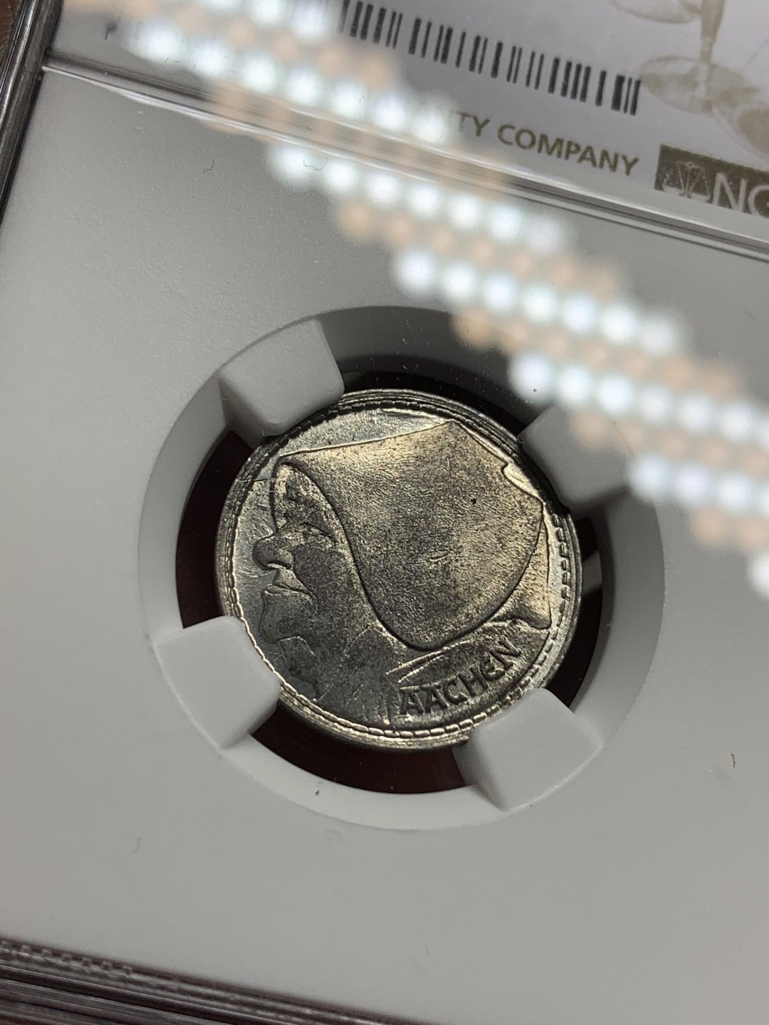 《竞宝斋》第113场-周日，周一 ，2场连拍（全场包邮） NGC-MS64 德紧 德国亚琛1920年老妇人1格罗申铁币