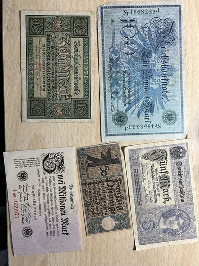Banknote mall 第七期（好事成双系列） - 好品相，百年德国老币一组5张