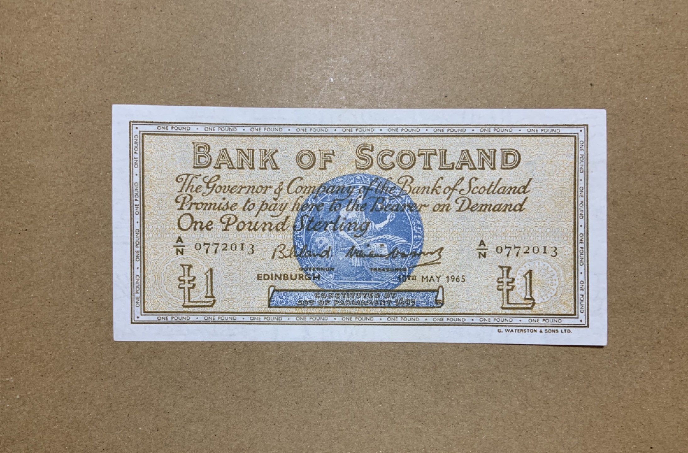 收藏联盟Quantum Auction 第206期拍卖 苏格兰1965年1镑 品相AU- 