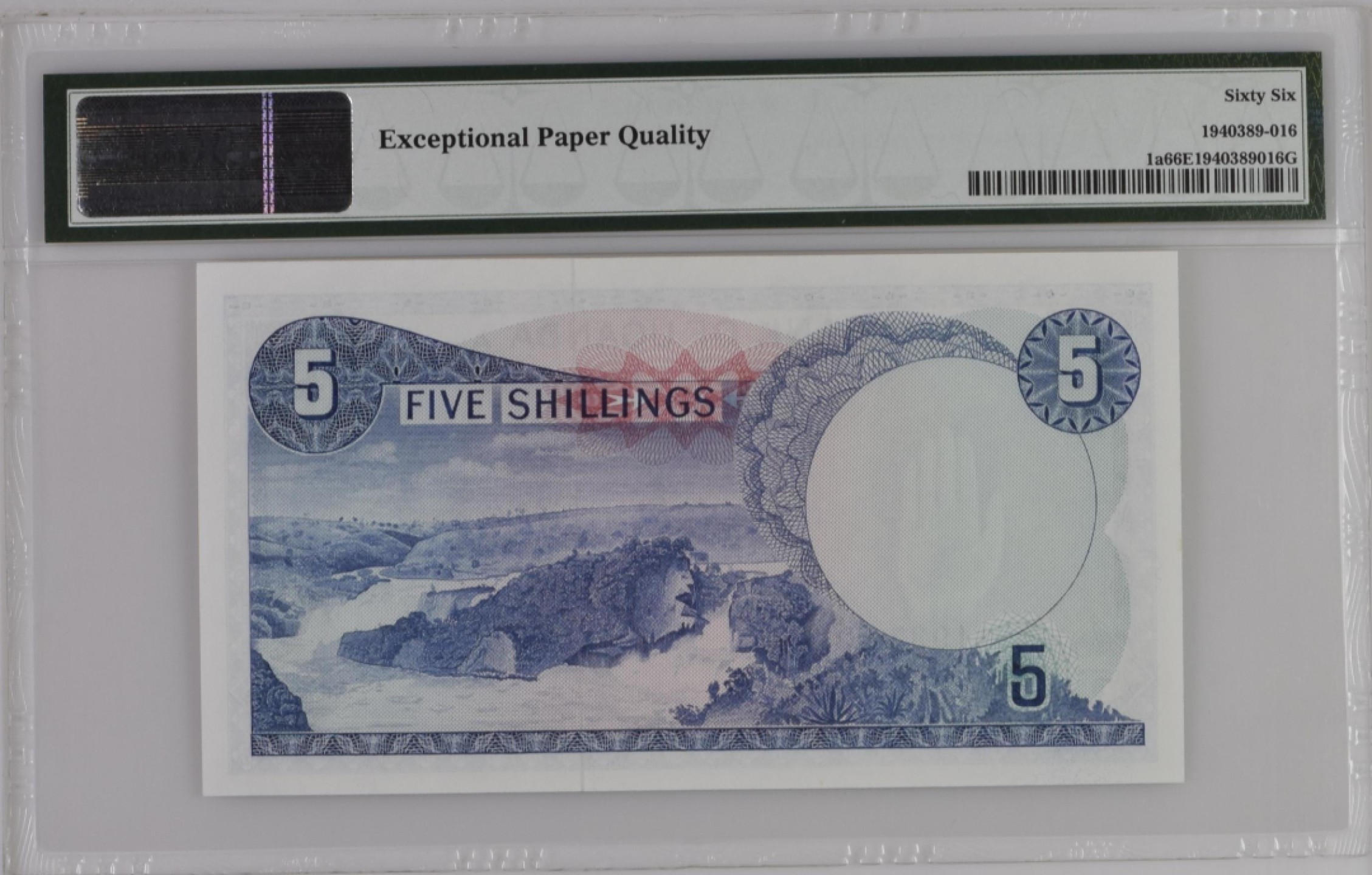 收藏联盟Quantum Auction 第206期拍卖 乌干达1966年5先令 PMG66 该国第一枚纸币