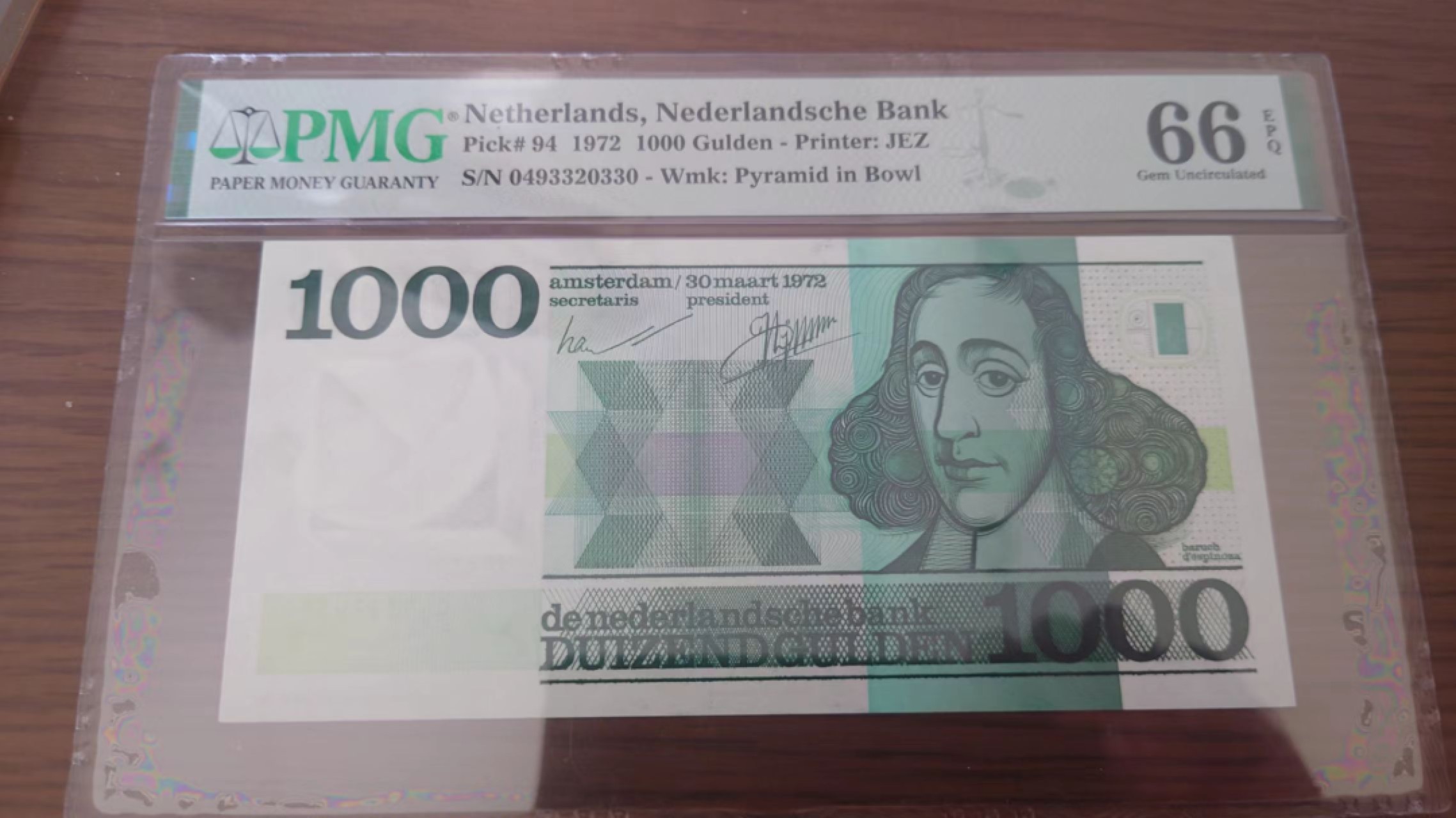 11.11日【囧羊收藏】双11评级币专场（总第48期暨2022年第五期） 【一口价已售出，勿出价】1972年荷兰1000盾  斯宾诺莎 PMG66E