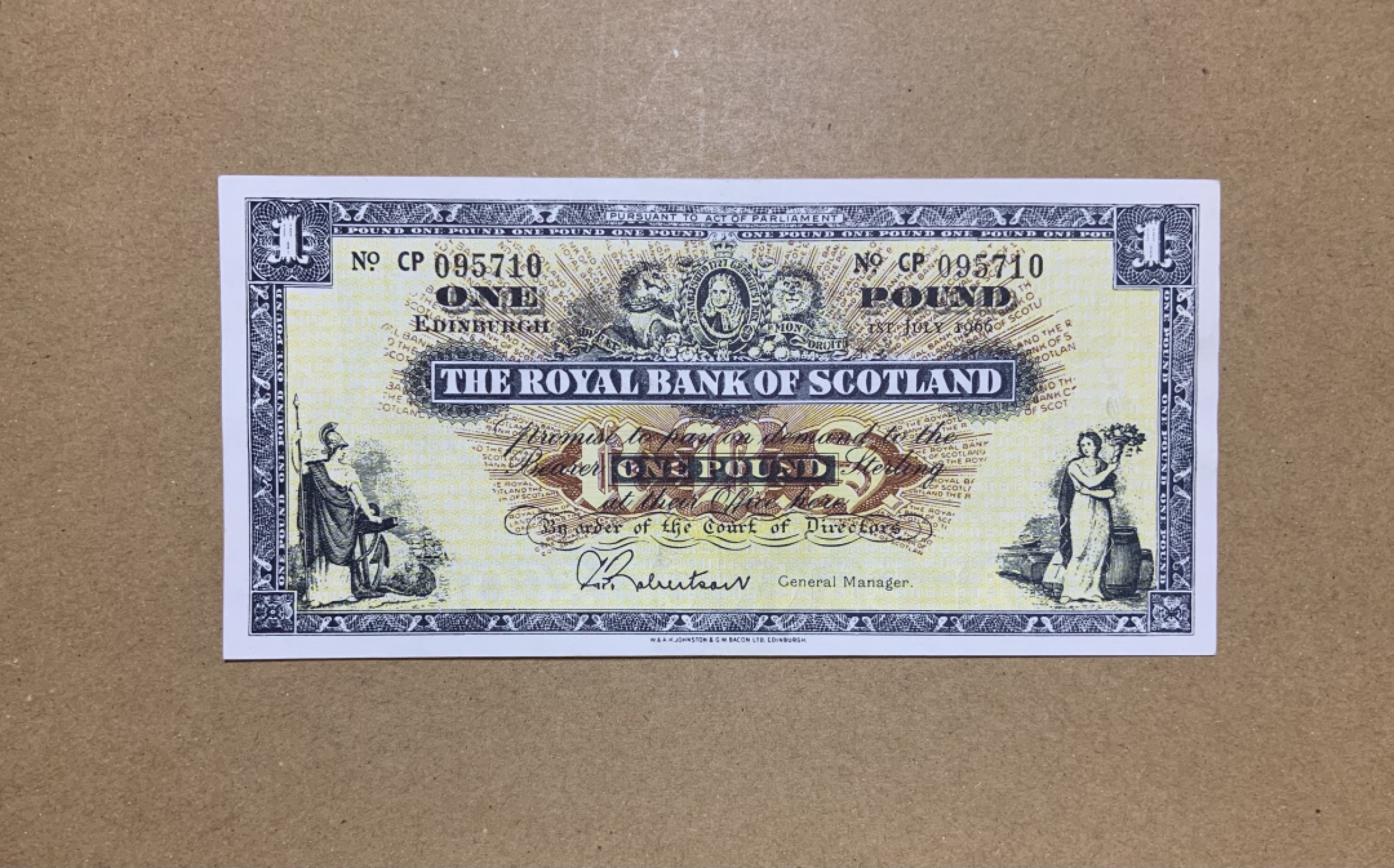 收藏联盟Quantum Auction 第206期拍卖 苏格兰皇家银行1966年1镑 品相AU