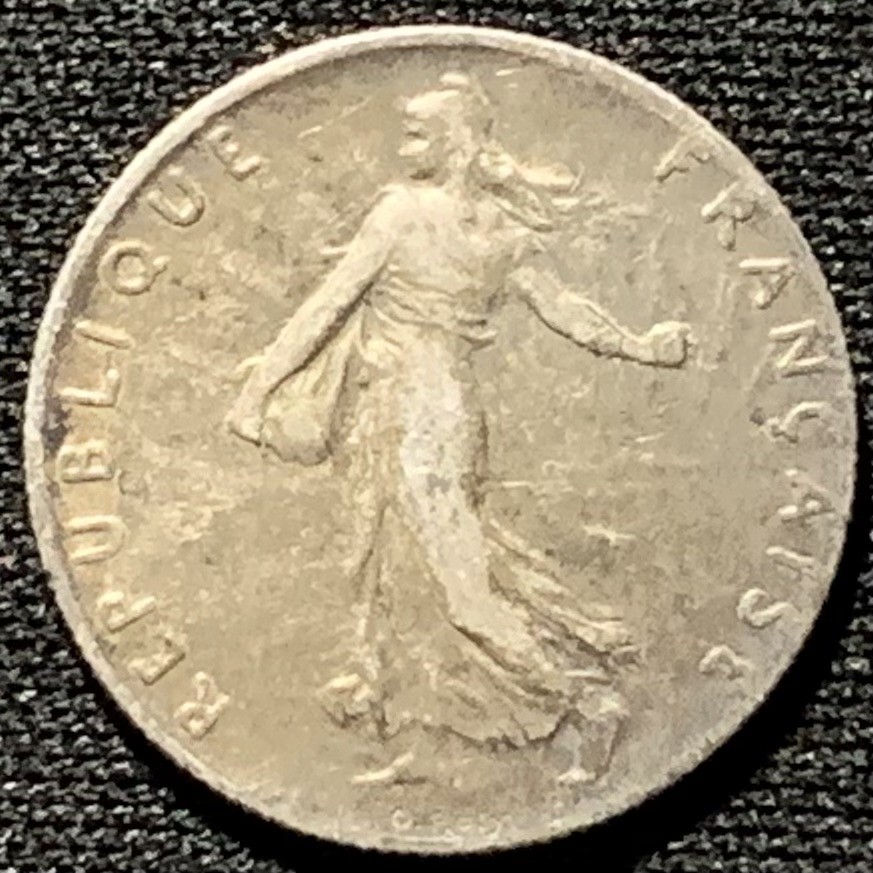 紫瑗钱币——第227期拍卖 法国 1917年 播种女神 50分 2.5克 0.835银