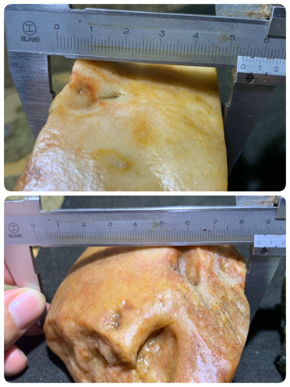 精美天然地表金丝玉红黄白三色籽料原石一块，