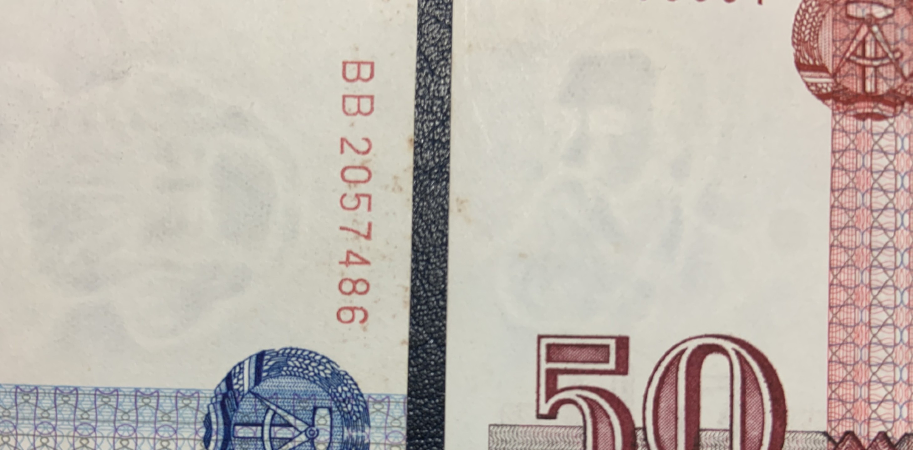 收藏联盟Quantum Auction 第206期拍卖 德国民主共和国1971-75年50和100马克 品相UNC- 革命导师马克思和恩格斯 边缘黄点