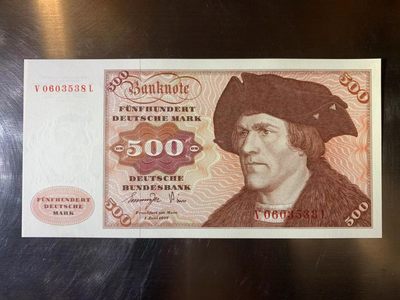 【Blue Auction】✨世界纸币精拍第247期——莫总专场VII - 【无47】德国 1977年500马克 经典大副 全新UNC 雕刻精美