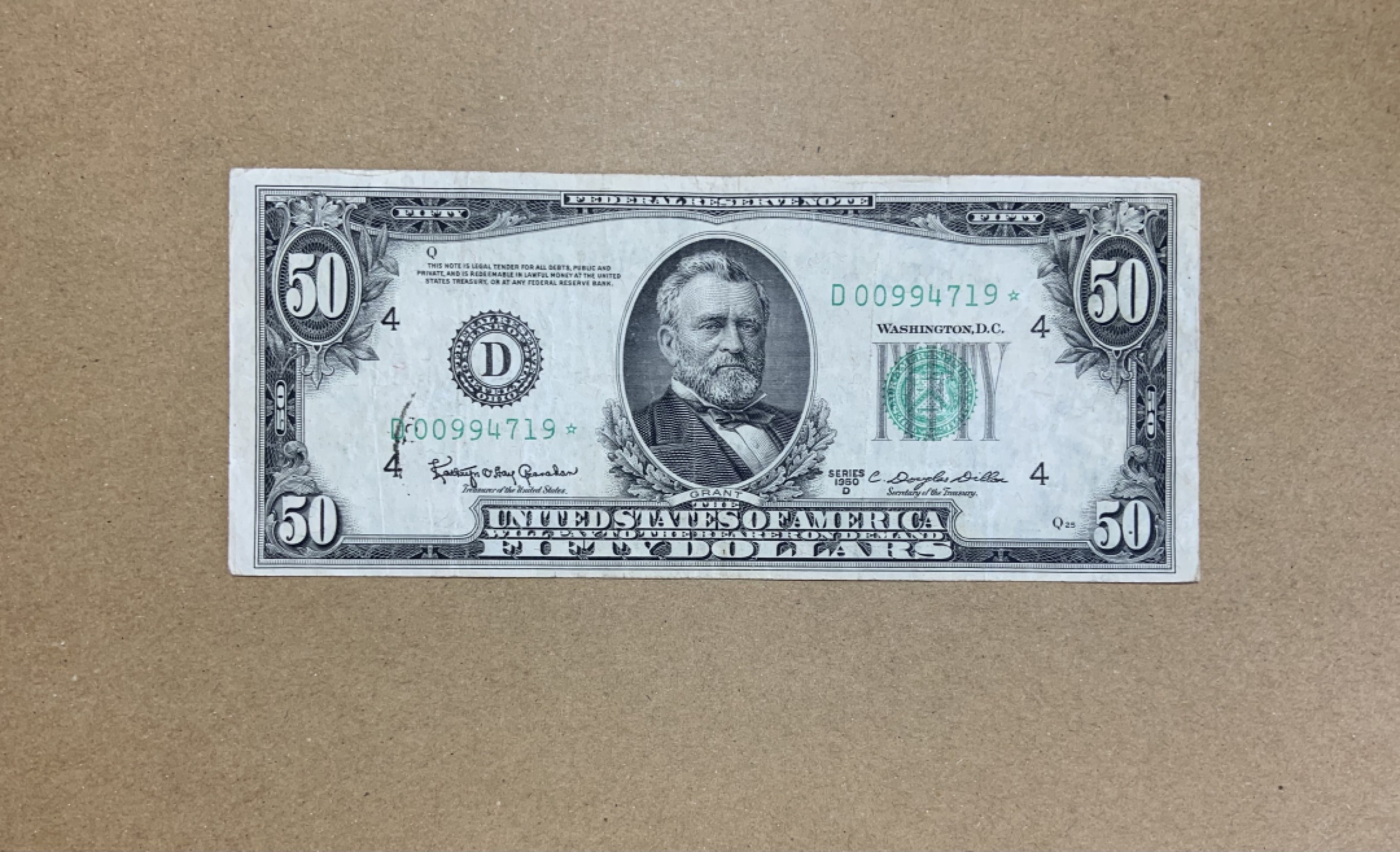 收藏联盟Quantum Auction 第206期拍卖 美国1950年联邦储备券50元 非全新 品相如图 星补号