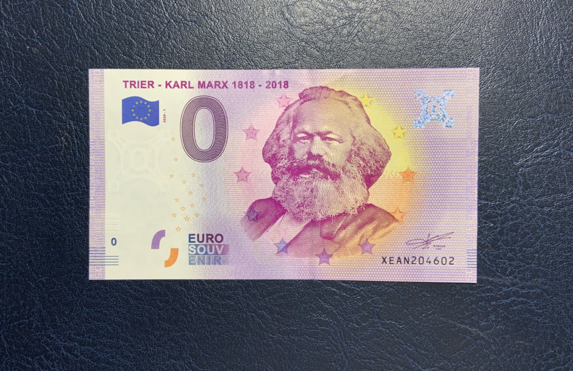 收藏联盟Quantum Auction 第205期拍卖 欧盟2018年0欧元马克思诞辰200周年纪念钞 品相全新UNC