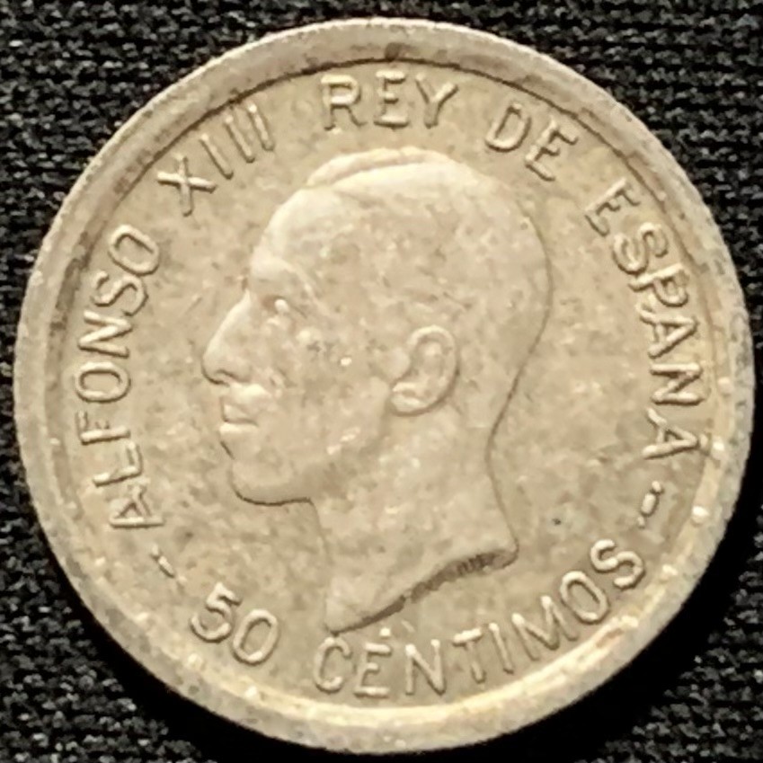 紫瑗钱币——第227期拍卖 西班牙 1926年 阿方索十三世 50分 2.5克 0.835银