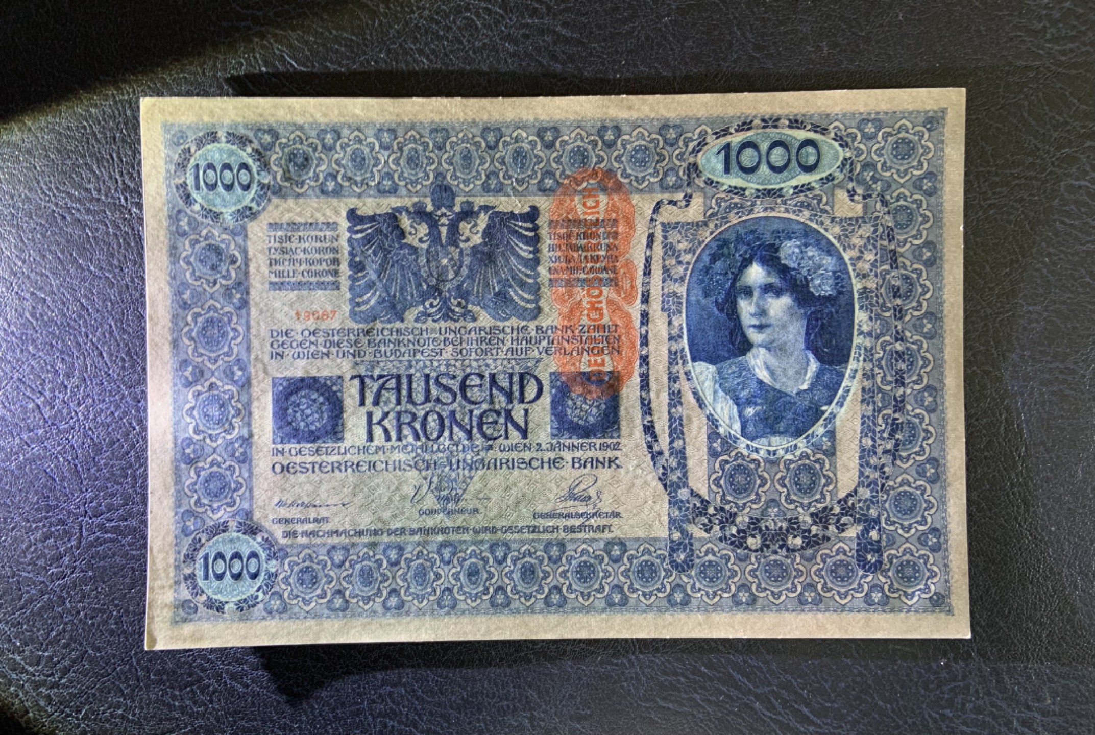 收藏联盟Quantum Auction 第205期拍卖 奥地利1902年1000克朗 品相全新UNC 大票幅