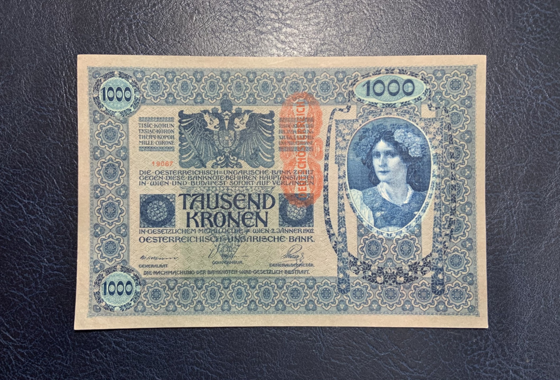 收藏联盟Quantum Auction 第205期拍卖 奥地利1902年1000克朗 品相全新UNC 大票幅