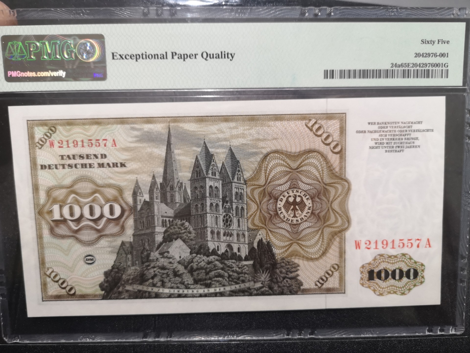 《外钞收藏家》第二百一十五期 1960年德国1000马克 PMG65